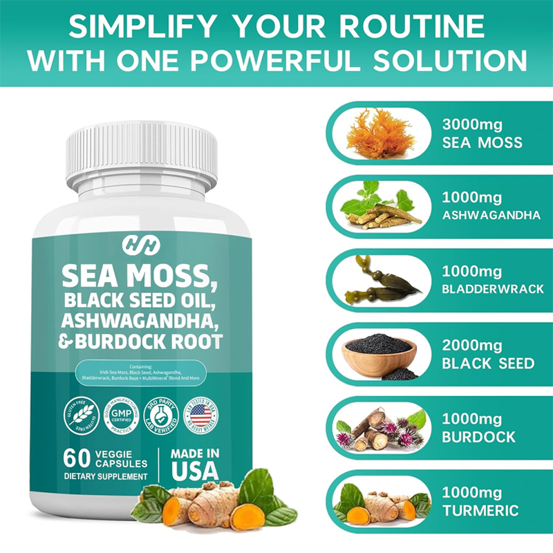 Black Seed Oil Capsule - 60 капсул: 7000 мг морских водорослей,